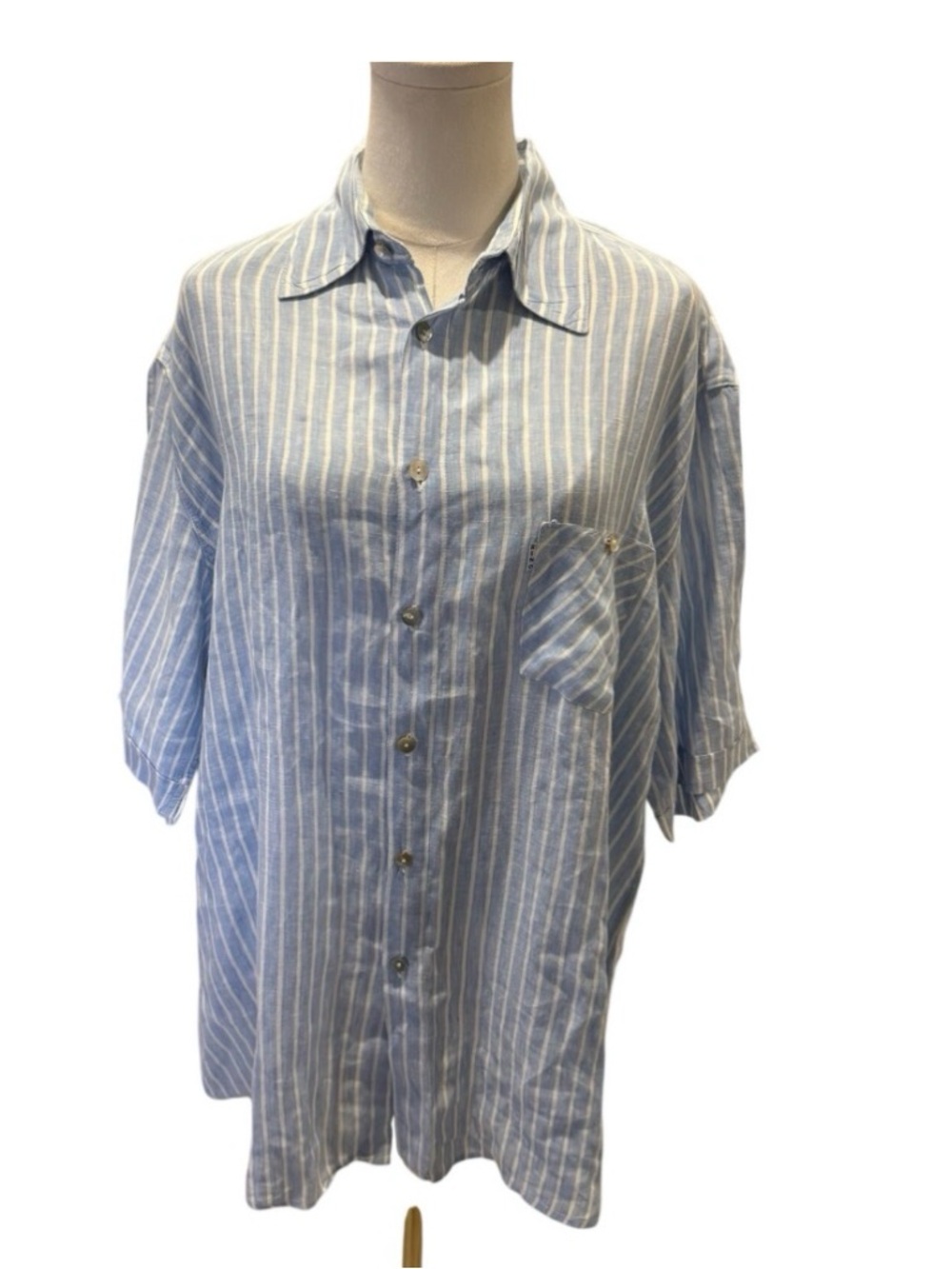 Francesco Casola 100% Linen Striped Shirt XL - Made in Positano Italy